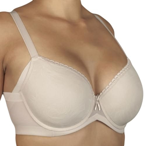 Selene, Reggiseno Donna Modellante, Fascia Alta Incrociata, con Ferretto e Coppe Imbottite Decorate, Collezione Violeta, Colore Terra, Taglia 3E