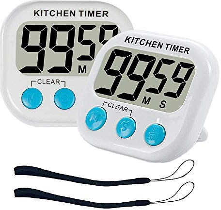 ZFYQ Minuteur de Cuisine, minuteries magnétiques numériques avec Alarme Forte et Grand écran LCD, 2 pièces