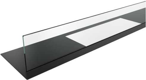 KRATKI Verglasung kompatibel mit Juliet 1500 Biokamin 4 mm Starke Glasscheibe und Sockel aus schwarz pulverbeschichtetem Stahl zur Sicherheit von Kindern und Haustieren