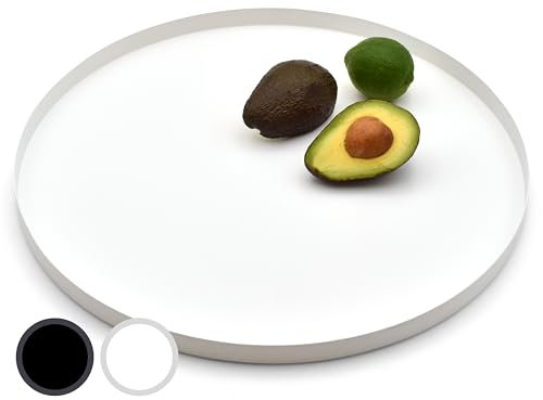 D&D Living® Deko Tablett Rund Ø 40 cm | Design Dekoteller und Dekotablett aus Metall (Weiß matt)