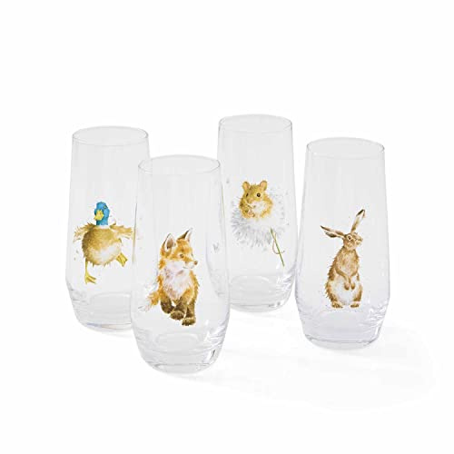 Wrendale Designs – Set of 4 Country Animal Hi-Ball Gläser