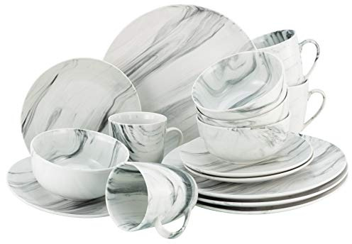 CreaTable, 22775, Série MARMOR, Set de vaisselle, service combiné 16 pièces