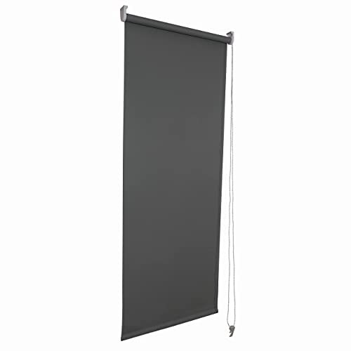 Funky Gadgets Roller Blinds Thermal Blackout Roller Blind, Easy Fit Child Safe Trimmable UV Protection Home Office Window Blinds, Dark Grey Blind (120cm Wide X 210cm Drop)