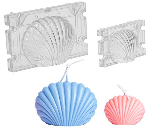 RAYNAG Set mit 2 Acryl-Muschel- und Kerzenherstellungsformen, Seife, Badekugeln, 3D-Jakobsmuschel-Form, für Bastelarbeiten, Fondant-Formen.