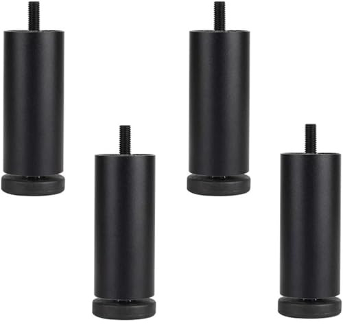 Fashionapple 4 Stück Aluminiumlegierung, Sofafüße, Möbelfüße, Höhenversteller, Schrankersatzbeine, Schrankstützbeine, Möbelbein mit Gewinde – M8-Gewinde(schwarz,12 cm)