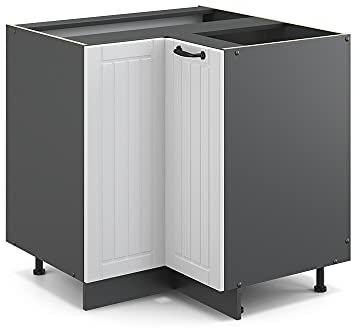 Vicco Eckunterschrank Fame-Line, Weiß Landhaus/Anthrazit, 80.5 cm ohne Arbeitsplatte