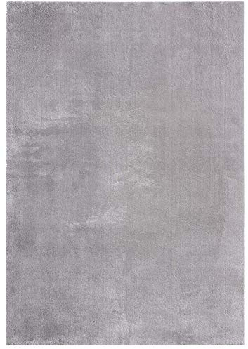 the carpet Relax – Superweiches Badezimmerteppich, Flauschige Badematte in Felloptik, rutschfest & Waschbar (30°C), Ultra Soft Badvorleger Anti-Rutsch für Bad & WC, Grau, 60 x 110 cm