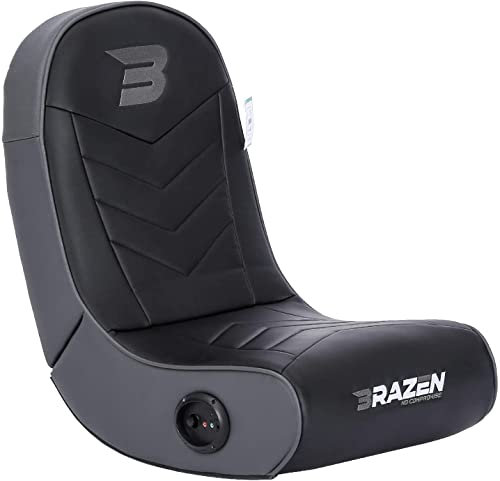 BraZen Predator Gaming Chair 2.0 Bluetooth Speakers Surround Sound Foldable PU Leather Floor Rocker Esports Chair for Children British Brand – Grey