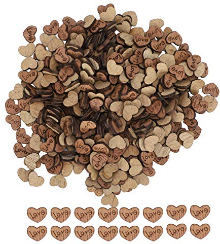 300Pcs Wooden Heart Confetti,Rustic Wooden Love Heart Wedding Table Scatter Decoration for Crafts Valentine's Day Engagement Baby Shower Party