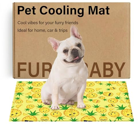 furrybaby Dog Cooling Mat for Small Dogs, Pet Cooling Mat Self-Cooling Gel Cool Mat, No Need to Refrigerate or Freeze, Apply Indoors Outdoors Car(Yellow 40x50cm)