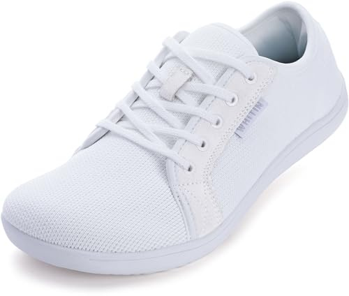 WHITIN Women's Minimalist Barefoot Shoes Wide Toe Box Zero Drop Sneakers Fashion Size 8 Road Gym Fashion W81 Running Flat Walking Workout White 39