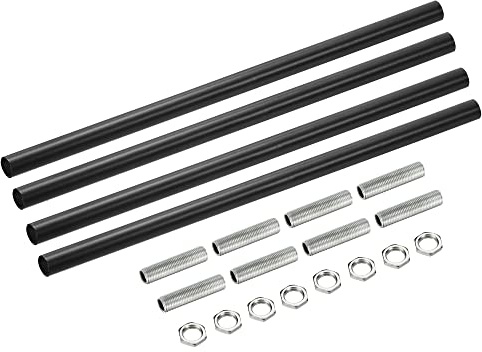 sourcing map 4 Set Verlängerungsstangensatz, Verbindungsmutter M10 250 mm / 3,94 Überwurfmutter mit Gewinderohr, Gewindeverlängerung, Schwarz