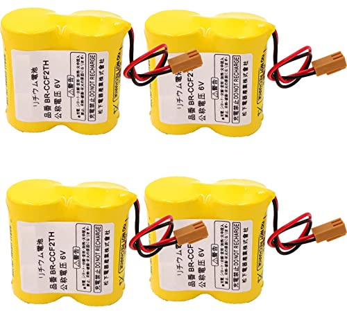 4 Pcs zoyfayl BR-CCF2TH 6V 5000mah Battery with Brown Plug for Fanuc A98L-0001-0902/A98L-0031-0006 PLC Back-Power BRCCF2TH Battery (4 Pcs BR-CCF2TH Batteries)