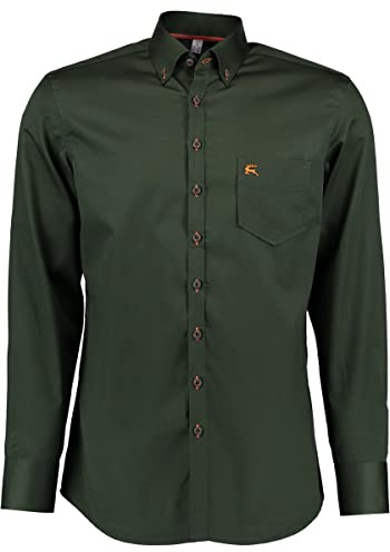 TOM COLLINS Herren Hemd Langarm Jagdhemd mit Button-Down-Kragen Juahop, Größe:45/46, Farbe:dunkelgrün