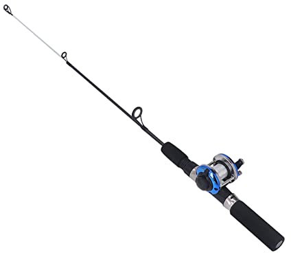 Fockety Eisangelruten-Kombination, Ultraleichte 67-cm-Angelrute mit Angelrollen-Kit Inklusive 10 Eisangelhaken, Aufbewahrungsbox, Angelschnur und Angellöffel, Angelset für