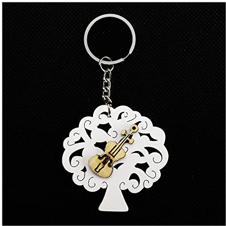 DLM Bomboniere DLM31854 (Kit 12 Pezzi) Portachiavi Ciondolo in Legno Albero della Vita con Violino Musica Confettata bomboniera Regalo