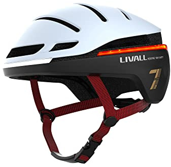 LIVALL Evo21 - Smarter Fahrradhelm mit SOS-Alarm-System, 360° LED Beleuchtung, Bremslicht, Anti-Loss-Alarm in weiß S 52-55 cm
