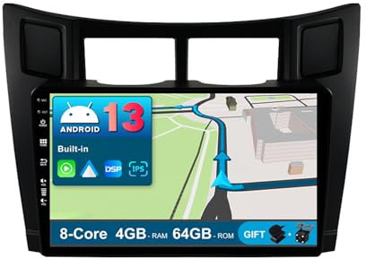 JOYX Android 12 IPS bilradio passar Toyota Yaris (2005–2011) – 4G 64G – inbyggd DSP/Carplay/Android Auto – LED-kamera + MIC – 9 tum 2 Din – rattstyrning WiFi DAB 360-kamera fast båt 4G BT