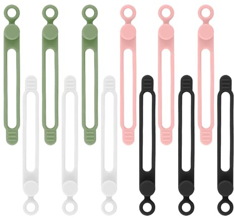 12Pcs Silicone Cable Ties, Reusable Cable Organizer, Multicolor Straps for Charging Cords