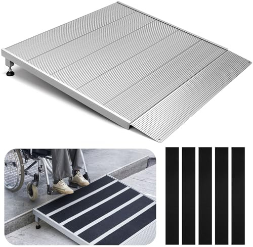 Yaocom Threshold Wheelchair Ramps Aluminum 3.5''-7.5'' Rise 36 Inch Portable Handicap Ramps for Home Entry Doorways Wheelchair Scooters Power Chairs Walkers, with 5 Anti Slip Traction Tape