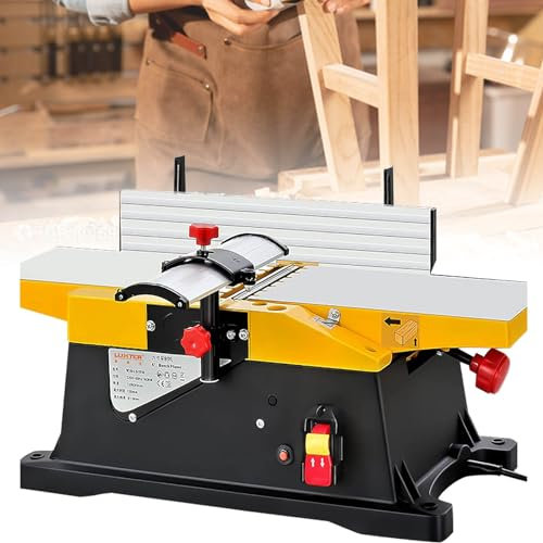 Ensambladora de mesa multifuncional para carpintería de 6 pulgadas con trabajo pesado, cepilladora de madera eléctrica de 1800W con protección de apagado de profundidad de corte de 12000R/min