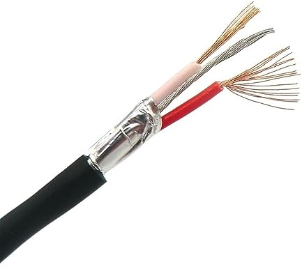 KUSTAT Widerstandskabel, 2-adrig, Audio-Signalleitung, interner Anschlusskabel des Schranks, schwarze Aluminiumfolie, geschirmt, verdrehtes Paar, Kopfhörer-/Mikrofonkabel, Außendraht, 10 m