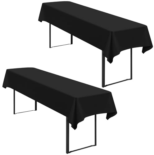 2 Stück Tischdecke Bierzeltgarnitur 100 x 250cm Biertisch Tischdecke wasserdichte Polyester Tischdecken schwarz Biertischdecke für 50 und 70cm Biertische, Rechteckige Tischdecken für Hochzeitsfeiern