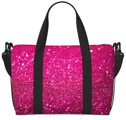 YUNWEIKEJI Rosa Glitzer bedruckt, Große Strandtasche, Umhängetasche, Reisetasche - Tragetasche, Handtasche mit Griffen und Riemen