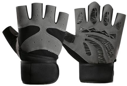HomyComy Sporthandschuhe mit Handgelenkschutz Atmungsaktive Fitness Handschuhe Herren Damen-Handschuhe für Kraftsport, Gym Gloves, Bodybuilding,Crossfit Training M
