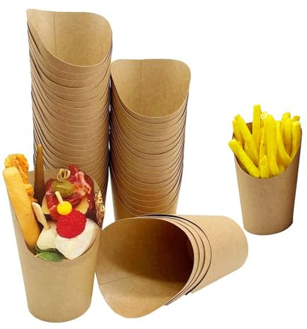 JCAKES 50 Bicchieri In Carta Kraft, 12 Oz Porta Pop Corn, Tazza Di Patatine Fritte, Coppe Gelato Carta, Bicchieri Per Caramelle, Patatine Fritte, Popcorn, Gelato, Pollo Arrosto,Per Di Festa