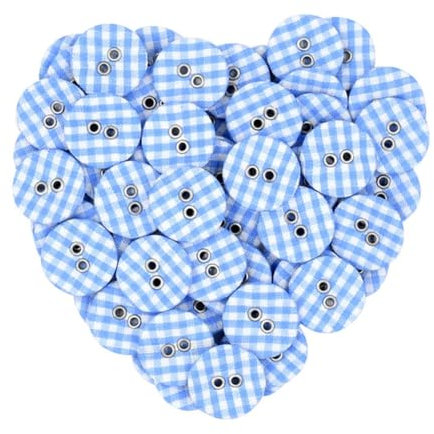 Rockreyoa 50 Stück 17mm Karierte Bunte Kinderknöpfe Dekorative Knöpfe Bastelknöpfe 8 Löcher Bunte Rund Knöpfe für Nähen Malerei Scrapbooking Handwerk Geschenk Blau 17mm