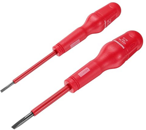 QUARKZMAN 2uds 1000v Ranurado Aislado Magnético Eléctrico Destornillador 3 x 75mm 5 x 75mm CR-V Electricistas Plana Cabeza Destornilladores, Rojo