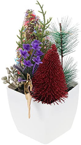 Cabilock 4pcs Tabletop Christmas Tree Miniature Sisal Pine Bottle Brush Tree Artificial Christmas Plant Holiday Decorations