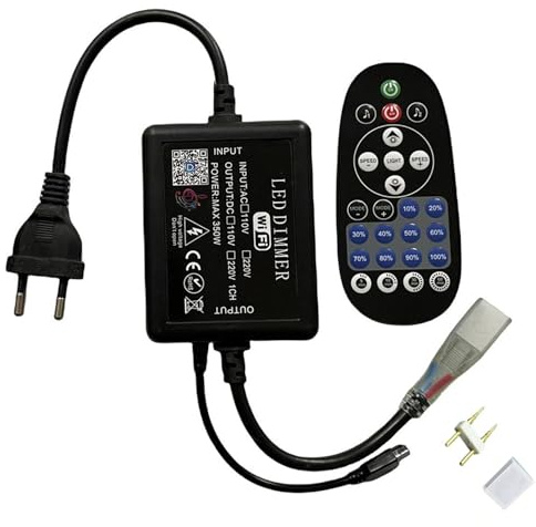 FOLGEMIR Transformador de alimentación WIFI 220V con mando a distancia IR, regulable/música/micrófono/temporizador interruptor para tira LED 5050/2835