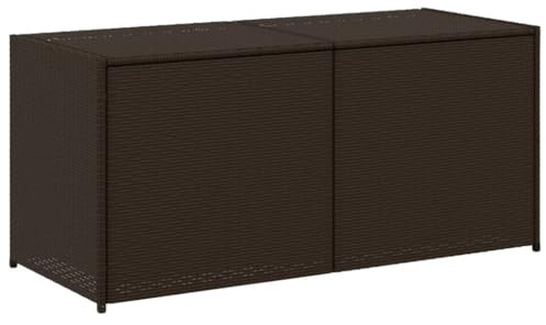 Makastle Gartenbox Wetterfest Garten Terrasse Balkon Stauraum Kissenbox Aufbewahrungsbox Gartentruhe Aufbewahrungstruhe, 120 x 50 x 56 cm Braun 283L Poly Rattan
