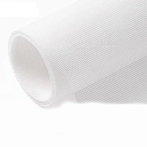 Kmarouse Fliegengitter for Fenster, Ersatz, Haustiersicher, DIY, Verstellbar, Strapazierfähig, for Terrassen-, Balkon-, Fenster- Und Türreparatur, Kratzfestes Fliegengitter(White,200x100cm)