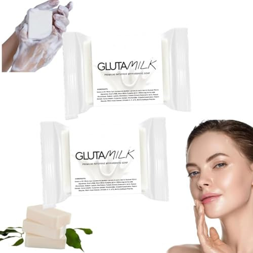 Milch-Aufhellungsseife, Milchseife, Gesichtsseife, Seifenstück, Creme-Bleichseife, Premium-Intensiv-Aufhellungsseife, Peeling für Gesicht und Körper, straffe und aufhellende Haut (2 Stück)