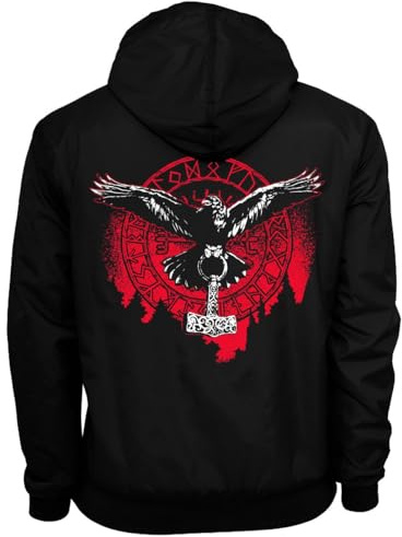 Herren Männer Windbreaker Regenjacke Odin Rabe mit Thors Hammer walhalla thor