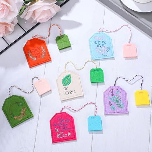 Skyygemm 6 Pcs Colorful Tea Bag Bookmarks Tea Party Favors