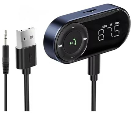 NKBSDKM Récepteur Émetteur FM Bluetooth 5.2 pour Voiture, Son Stéréo HiFi, Adaptateur de Voiture Bluetooth, Prise en Charge des Appels Mains