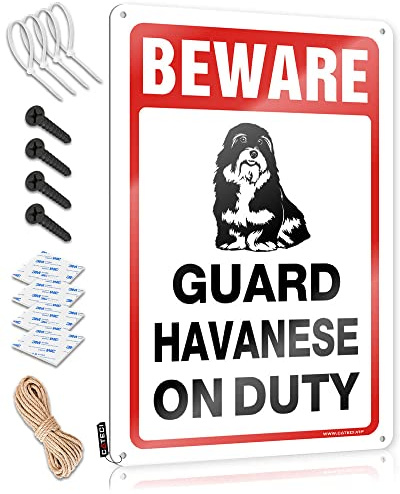 Schild für Schlafzimmertür, Aufschrift Beware! Guard Havanese On Duty, Blechschild, Bar, Männerhöhle, Dekoration, Warnschilder für Schlafzimmer (20 x 30 cm)