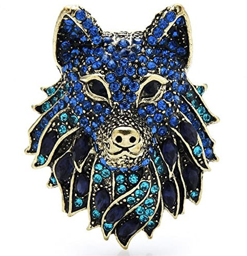 Fopytu Vintage-brosche Für Damen Und Herren, Funkelnder -wolfskopf, Anstecknadel, Sicherheitsnadel, Punk-Anzug-krawattennadel, Schmuck Für Valentinstag, Geburtstagsgeschenke