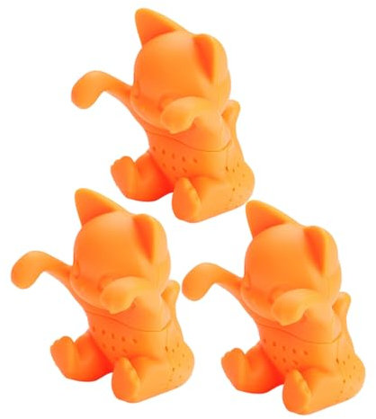 Holibanna 3pièces Infuseur à Thé Forme De Chat Silicone Pour Thé Vrac Filtre Pour Tasses Lot De Orange