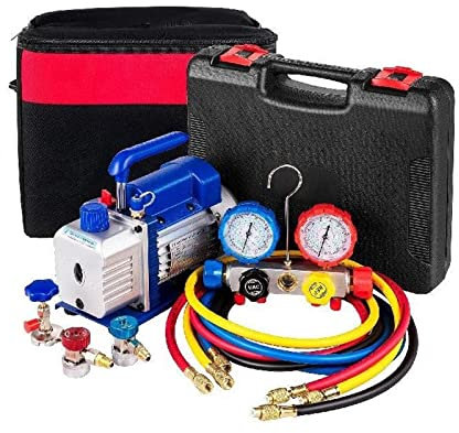 3.6CFM 1/4 AC Pompa for vuoto refrigerante con manometri HVAC Refrigerazione Imballaggio domestico Aria condizionata Manutenzione dell'automobile