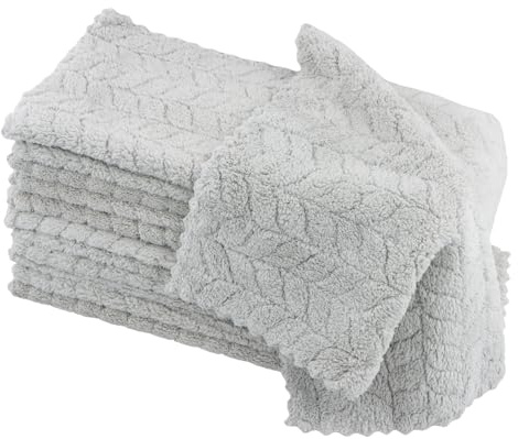 Ziyonix 12 Pezzi Panni di Pulizia in Microfibra, Panno per Pulizia in Velluto Corallo Morbidi, Strofinacci da Cucina Assorbenti, Panni di Cucina Riutilizzabile per per Cucina e Casa, 30 x 30cm