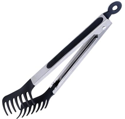 Pinzas para espaguetis – Servidor de pasta | Pinzas de acero inoxidable para servir alimentos | Servidor de cuchara de fideos resistente al calor | Servidor ergonómico de clip de alimentos para