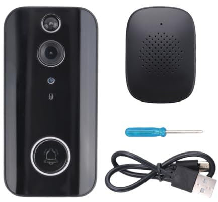 Fuhjythy Doorbell Camera, 1080P Wire Less Doorbell Camera WiFi Network Connection, Voice Conversion,2 Way Talk