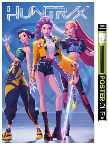 Netflix KPop Demon Hunters (2025) - Huntrix Hero Group Wall Poster, 34L x 22.4W, Poster & Clip Bundle