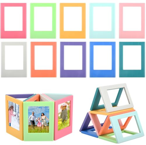 MOPLA Magnetischer Mini-Bilderrahmen,10 Stück Magnetische Bilderrahmen,Collage Magnet Kühlschrank Austauschbare Kombination Kreative für Instax Mini DIY Fotorahmen
