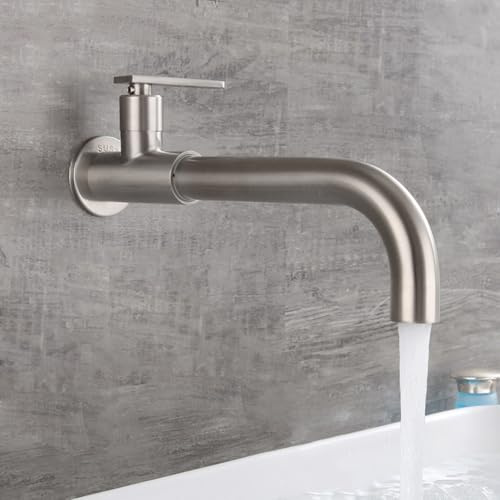 wasserhahn bad wandmontage kaltwasser edelstahl Gebürstet 1/2 Zoll Einloch | einhebelmischer waschbecken kaltwasserhahn bad wand wandarmatur kaltwasser